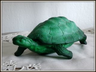 Art Deco Malachite Glass Turtle Trinket Box photo