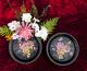 Pair Of Fine Arts Studio Tole Ware Wall Pocket Hand Painted Black Metal Trays Toleware photo 1