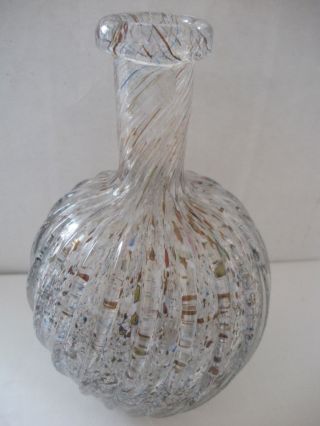 Vintage Art Glass Italian Murano? Perfume Bottle Swirl Speckled Ribbing Design photo