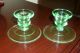 Pair Glass Candle Stick Holders - Vaseline Glass Candlesticks photo 1