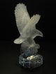 German Goebel Lead Crystal Frosted Eagle On Clear Base Paperweight Signed Figure Figurines photo 1