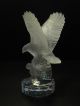 German Goebel Lead Crystal Frosted Eagle On Clear Base Paperweight Signed Figure Figurines photo 3