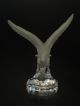 German Goebel Lead Crystal Frosted Eagle On Clear Base Paperweight Signed Figure Figurines photo 4