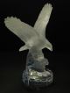 German Goebel Lead Crystal Frosted Eagle On Clear Base Paperweight Signed Figure Figurines photo 5
