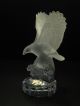 German Goebel Lead Crystal Frosted Eagle On Clear Base Paperweight Signed Figure Figurines photo 7