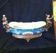 Large Porcelain And Bronze Blue Oval Bowl With Lady And Man Bronze Vases photo 5