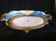 Large Porcelain And Bronze Blue Oval Bowl With Lady And Man Bronze Vases photo 7