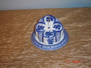 Round Blue Butter Dish Or Pat With Cover photo