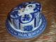 Round Blue Butter Dish Or Pat With Cover Butter Pats photo 1