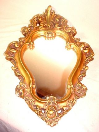 Antique Rococo Gilt Chalkware Mirror Hollywood Regency Shabby And Yet Chic photo