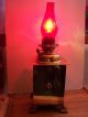 Vintage Brass Success Oil Lamp Ruby Chimney Converted To Electric Unique Rare Lamps photo 1