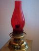Vintage Brass Success Oil Lamp Ruby Chimney Converted To Electric Unique Rare Lamps photo 4