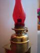 Vintage Brass Success Oil Lamp Ruby Chimney Converted To Electric Unique Rare Lamps photo 6