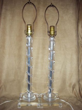 Vintage Pair Of Art Deco Lucite Lamps photo