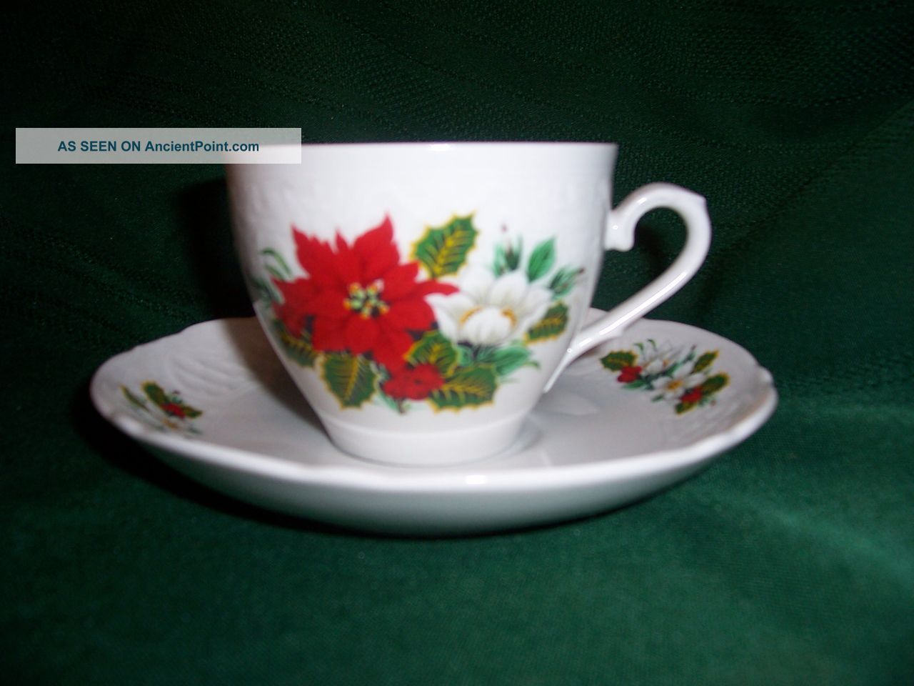 Holiday Christmas Poinsettia Cup & Saucer Bavaria Germany Cups & Saucers photo