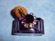 Vintage Perfume Atomizer Bottle Purple Glass With Gold Jeweled Top Perfume Bottles photo 2