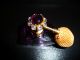 Vintage Perfume Atomizer Bottle Purple Glass With Gold Jeweled Top Perfume Bottles photo 5