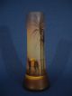 Antique French Art Glass Vase - Arab With Camel And Palm Trees - Legras Style Vases photo 3