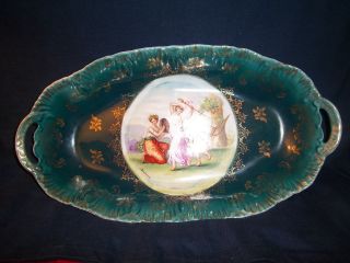 Antique Victorian China Console Bowl Austrian Kaufmann Painting Gorgeous photo