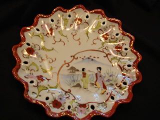 Rare Porcelain Japanese Antique Geisha Girls Plate - Platter Hand - Paint/gold Gilt photo