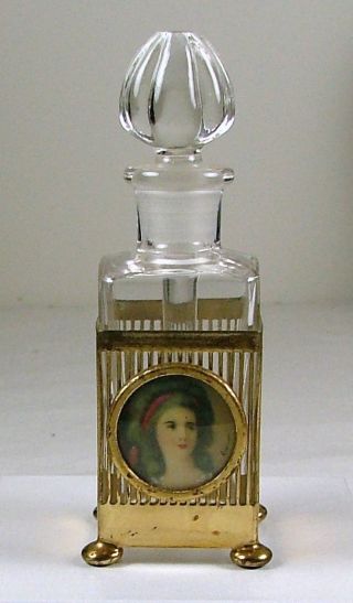 Perfume Bottle Metal Mounts With Portrait Miniature - & Signed photo