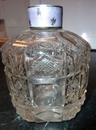 Antique Scent Bottle - - Cut Glass,  Enamel,  Sterling - - photo