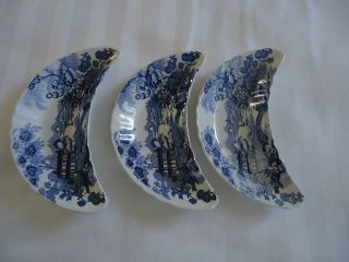 Set Of Three Blue And White Bone Dishes,  Tonquin By Royal Crownford photo