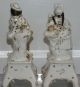 Unusual Pair Of Antique Staffordshire Pottery Figures Nr Lamps photo 2