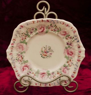 Lovely Victorian Hand Painted Porcelain Floral Sandwich Tray Or Candy Dish photo