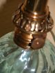Antique Blue Glass Font Oil Lamp W/ White Marble Base,  Cleaned & Rewired Lamps photo 9
