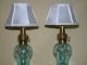Antique Blue Glass Font Oil Lamp W/ White Marble Base,  Cleaned & Rewired Lamps photo 2