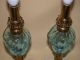 Antique Blue Glass Font Oil Lamp W/ White Marble Base,  Cleaned & Rewired Lamps photo 7
