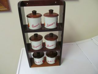 Old Vintage Brazil Porcelana Real Spice Containers In Rack. . . . . . . . . photo