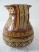 Vintage Peru Inca Cuzco 1971 Burnished Slip Glaze Pottery 2 Handled Vase Jug Jugs photo 1