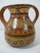 Vintage Peru Inca Cuzco 1971 Burnished Slip Glaze Pottery 2 Handled Vase Jug Jugs photo 7