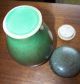 Tea Caddy Box Green Variegated Glaze Thin Pottery Hand Thrown Art Ware Antique Jars photo 1