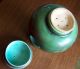 Tea Caddy Box Green Variegated Glaze Thin Pottery Hand Thrown Art Ware Antique Jars photo 2