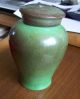 Tea Caddy Box Green Variegated Glaze Thin Pottery Hand Thrown Art Ware Antique Jars photo 3