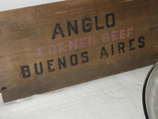 Vintage Wood Anglo Corned Beef Buenos Aires Meat Crate Box End photo