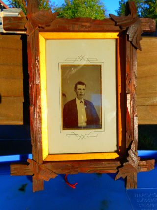 Antique Wooden Frame Holding Tintype - Primitive photo
