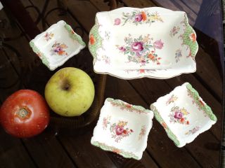 Antique 4 Piece Sauce Set Beautifully Hand Painted Set Made In Japan photo