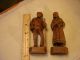 Vintage Antique Carved Elderly Wooden Couple Carved Figures photo 1