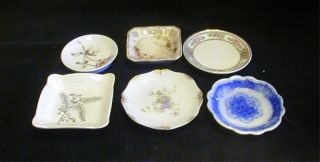 Assorted Patterns Six Antique China Butter Pats photo