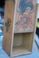 Vintage Antique Colorful Hand Painted Tole Toleware Wall Match Stick Holder Box Toleware photo 2
