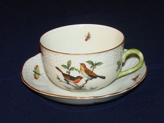 Herend Hungary Tea Cup And Saucer.  Rothschild Bird Pattern. photo