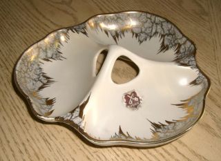 Germany Ceramic_hohr_vintage Decorative_beige/gold Divided Serving Plate_dish photo
