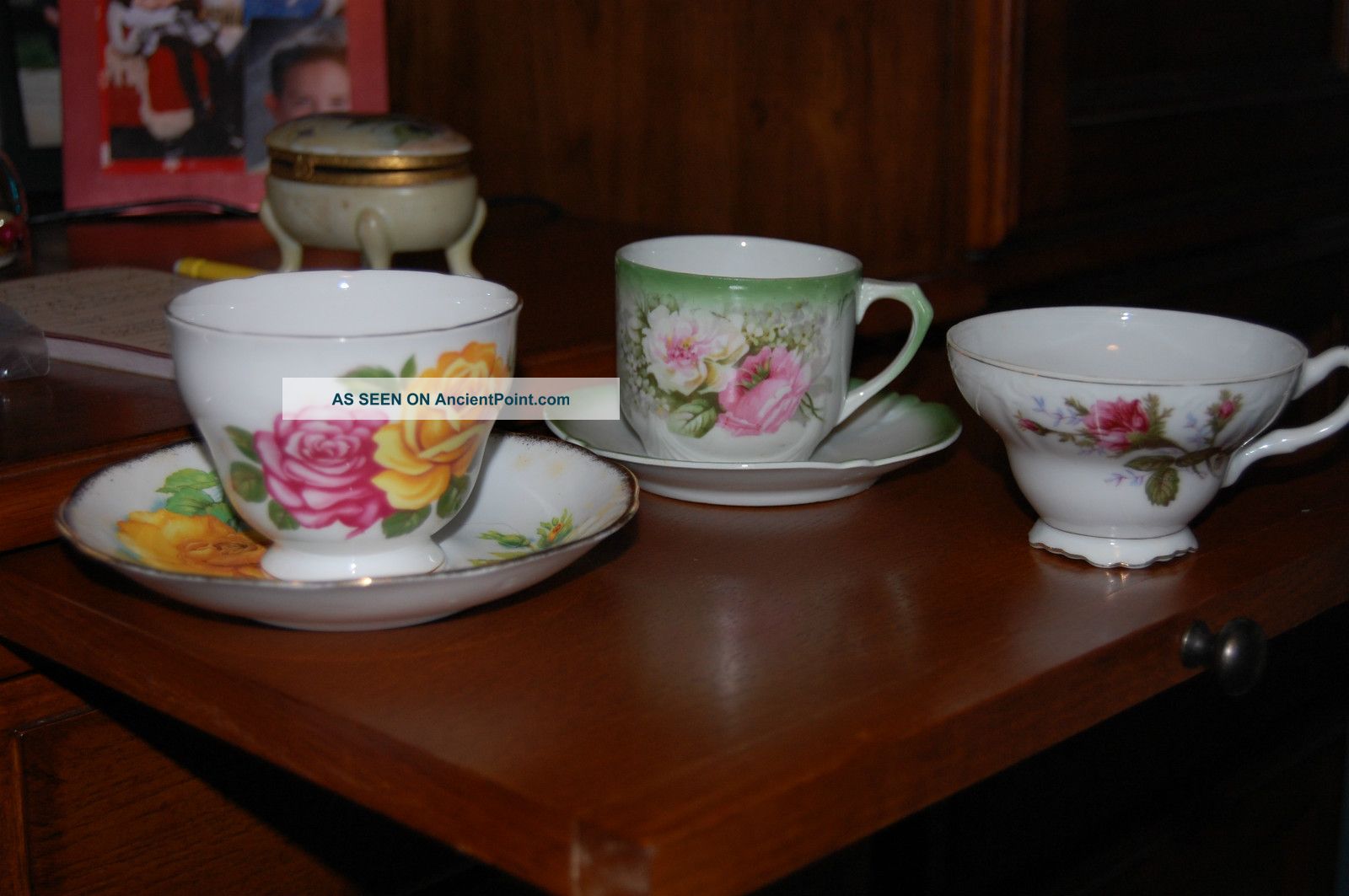 Collection Of Tea Cups And Saucers,  Old Chamber Pots photo