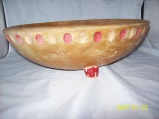 Vintage Wood Footed Munising Bowl With Oval Egg Shaped Design Carvings Signed photo