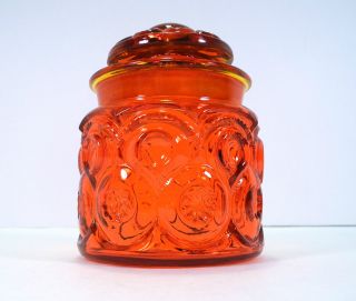 Vintage Amberina Moon And Stars Canister Jar With Lid photo