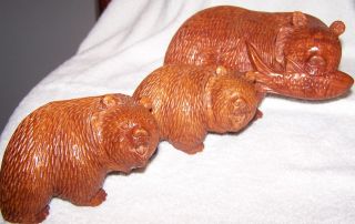 Vintaged Wood Carved Bear Family photo